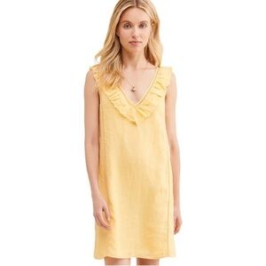 Faherty Ellis Linen Shift Dress with Ruffle Details